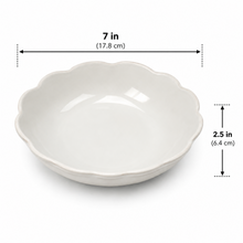Set of 6 - Minimalist White Scalloped Ceramic Bowl - 6.89" x 2.17"