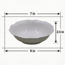 Set of 6 - Minimalist White Scalloped Ceramic Bowl - 6.89" x 2.17"