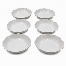 Set of 6 - Minimalist White Scalloped Ceramic Plate - 8.46" x 1.38"