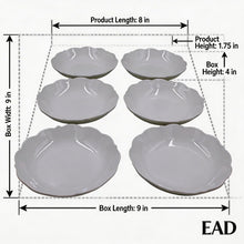 Set of 6 - Minimalist White Scalloped Ceramic Plate - 8.46" x 1.38"