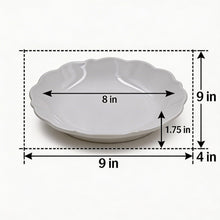 Set of 6 - Minimalist White Scalloped Ceramic Plate - 8.46" x 1.38"