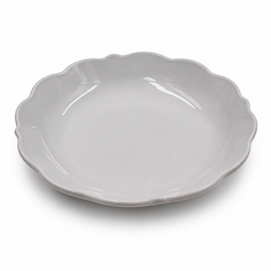 Set of 6 - Minimalist White Scalloped Ceramic Plate - 8.46" x 1.38"