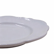 Set of 6 - Minimalist White Scalloped Ceramic Serving Plate - 8.66" x 0.79"