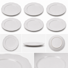 Set of 6 - Minimalist White Scalloped Ceramic Serving Plate - 8.66" x 0.79"