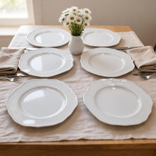 Set of 6 - Minimalist White Scalloped Ceramic Serving Plate - 8.66" x 0.79"