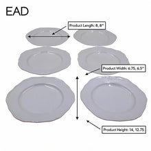 Set of 6 - Minimalist White Scalloped Ceramic Serving Plate - 8.66" x 0.79"