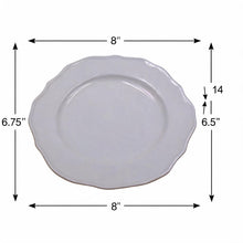 Set of 6 - Minimalist White Scalloped Ceramic Serving Plate - 8.66" x 0.79"