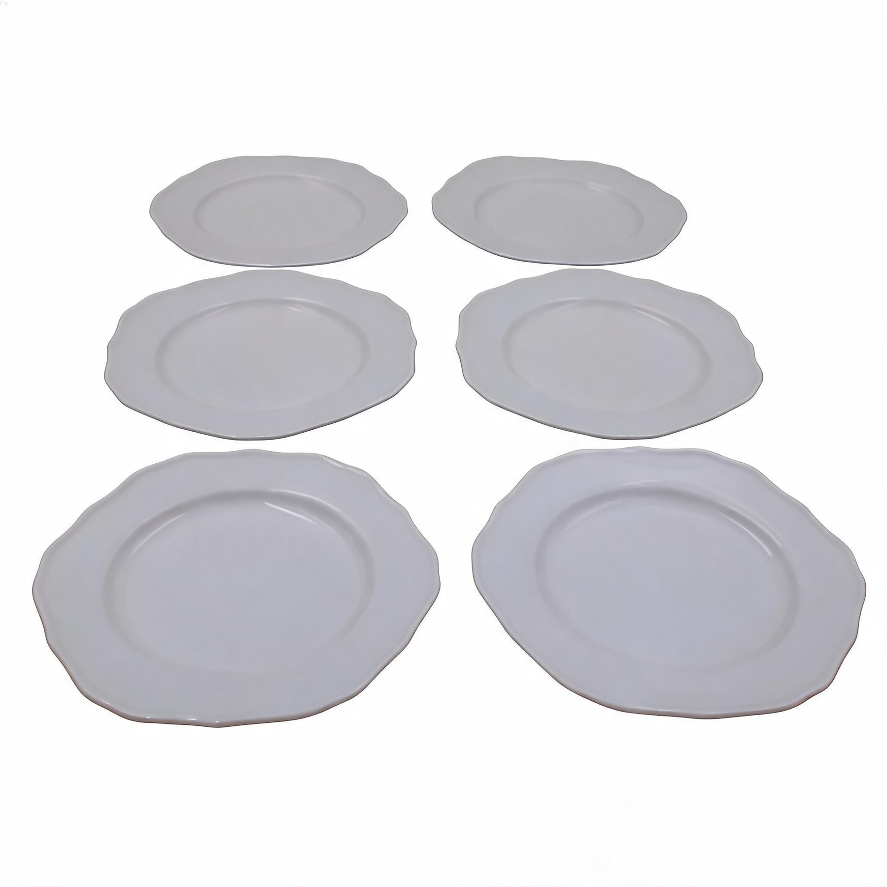 Set of 6 - Minimalist White Scalloped Ceramic Serving Plate - 8.66" x 0.79"