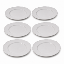 Set of 6 - Minimalist White Scalloped Ceramic Serving Plate - 8.66" x 0.79"