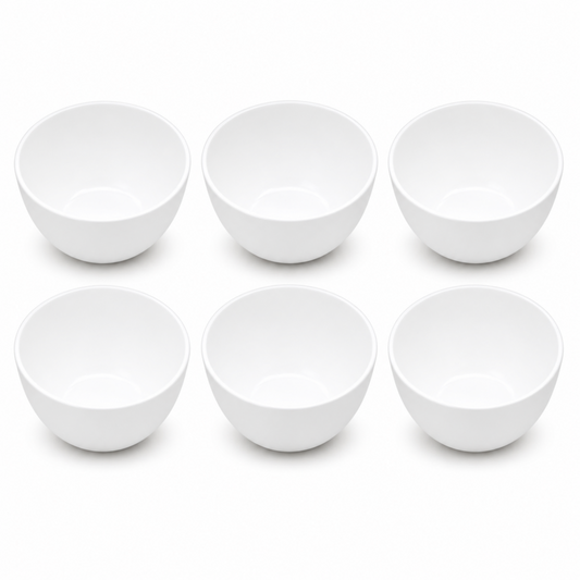 Set of 6 - Minimalist White Ceramic Serving Bowl