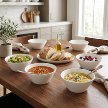 Set of 6 - Simplistic White Ceramic Deep Serving Bowl - 6.89" x 2.76"