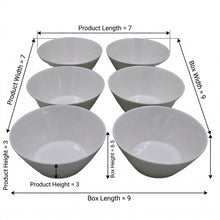 Set of 6 - Simplistic White Ceramic Deep Serving Bowl - 6.89" x 2.76"