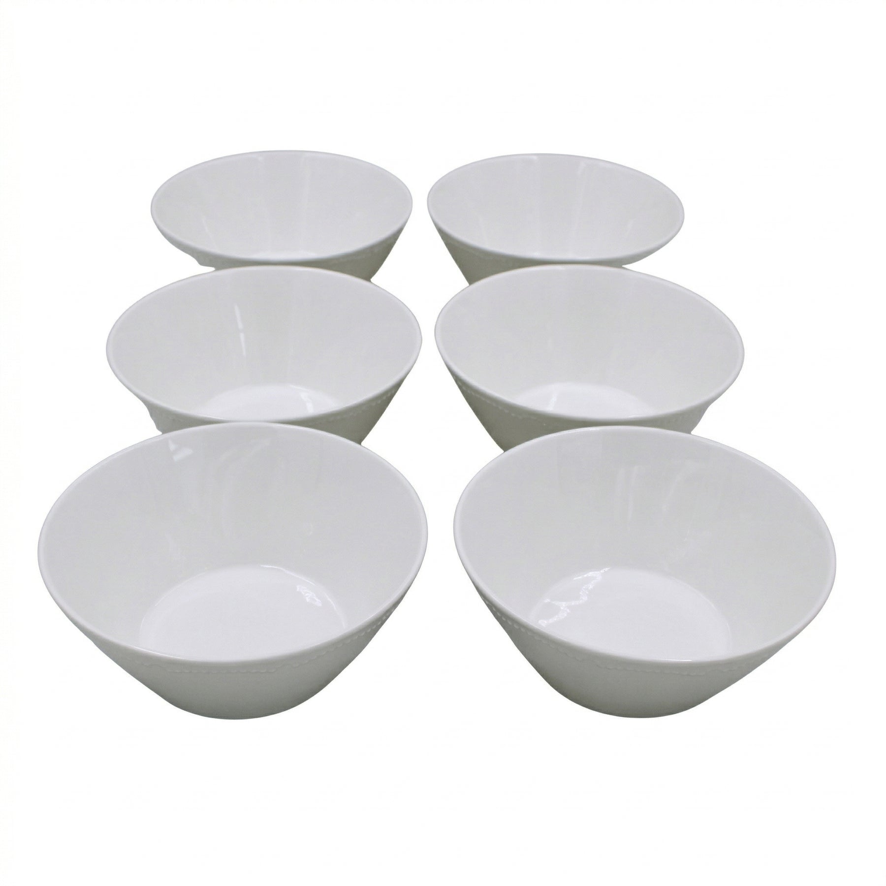 Set of 6 - Simplistic White Ceramic Deep Serving Bowl - 6.89" x 2.76"