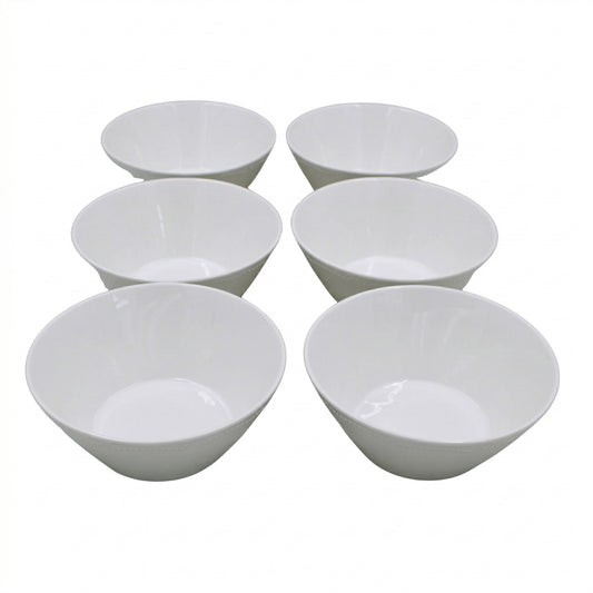 Set of 6 - Simplistic White Ceramic Deep Serving Bowl - 6.89" x 2.76"