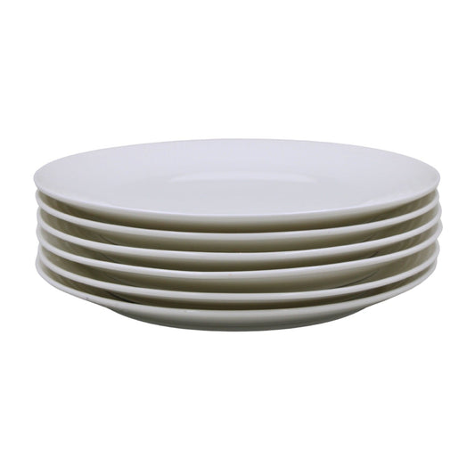 Set of 6 - Minimalist White Ceramic Dinner Plate - 8.46" x 0.79"