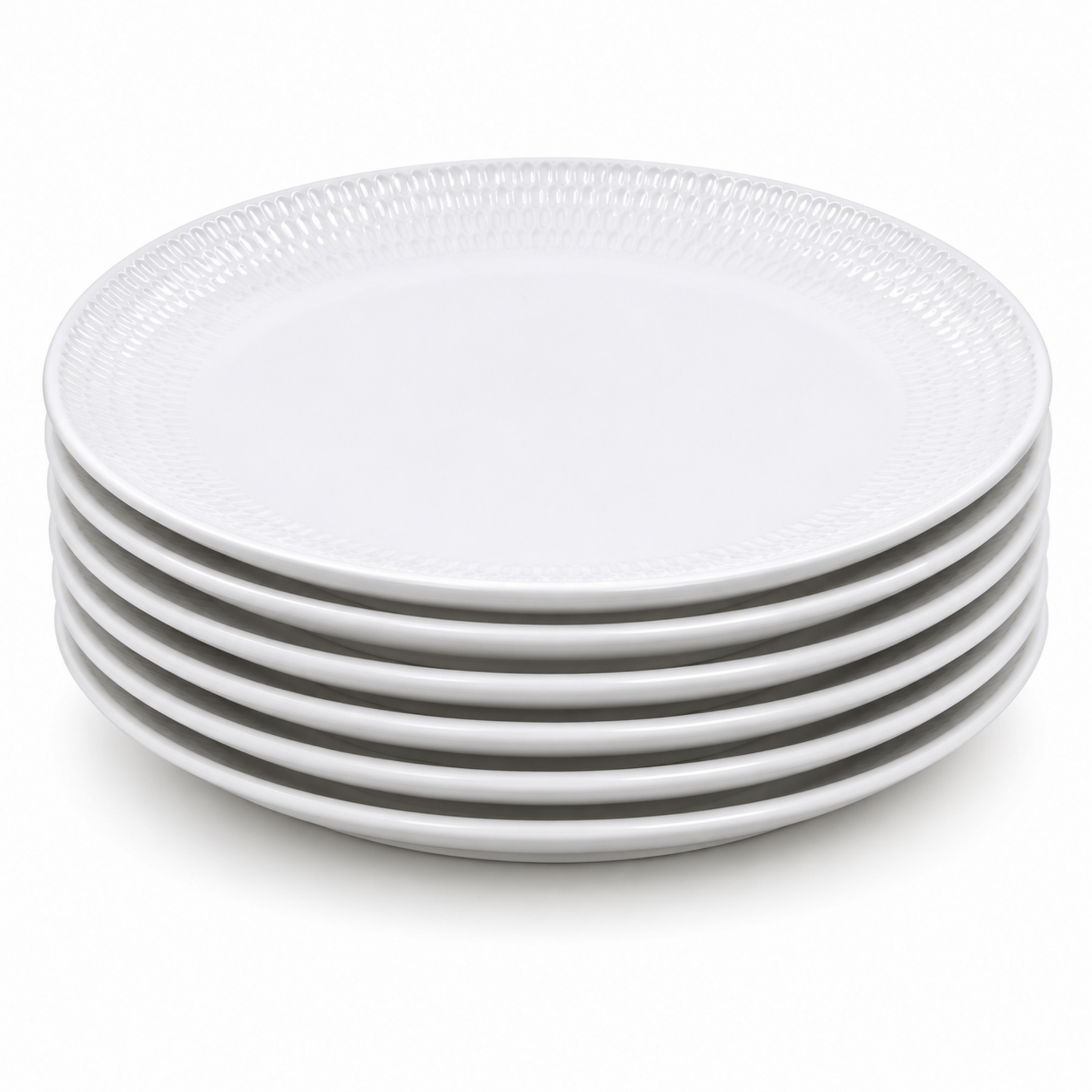 Set of 6 - Minimalist White Ceramic Oval Serving Plate - 9.06" x 0.79"