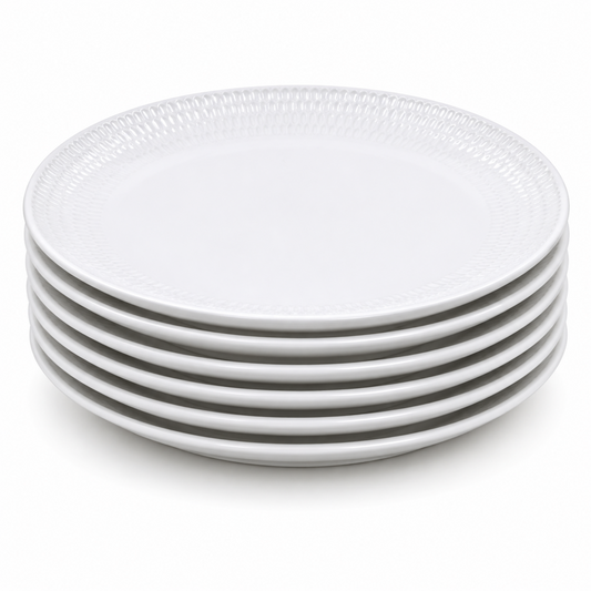Set of 6 - Minimalist White Ceramic Oval Serving Plate - 9.06" x 0.79"