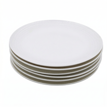 Set of 6 - Minimalist White Ceramic Oval Serving Plate - 9.06" x 0.79"