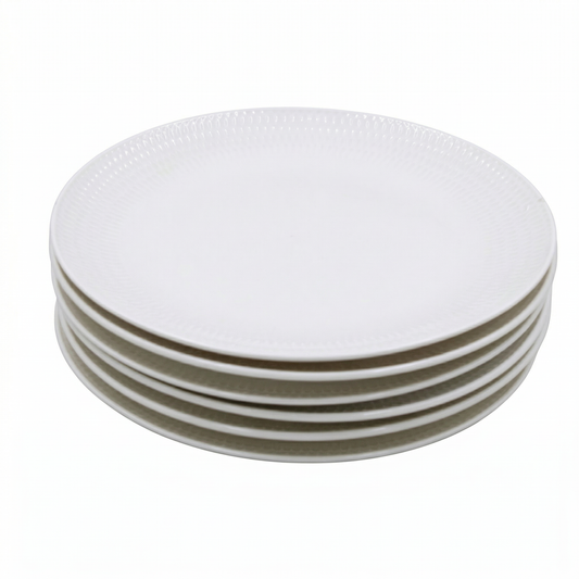 Set of 6 - Minimalist White Ceramic Oval Serving Plate - 9.06" x 0.79"