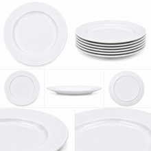 Set of 6 - Minimalist White Ceramic Round Plate - 7.01" x 0.79"