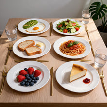 Set of 6 - Minimalist White Ceramic Round Plate - 7.01" x 0.79"