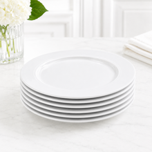 Set of 6 - Minimalist White Ceramic Round Plate - 7.01" x 0.79"