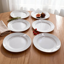 Set of 6 - Minimalist White Ceramic Round Plate - 7.01" x 0.79"