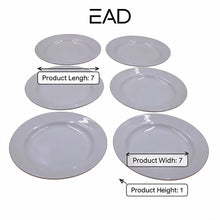 Set of 6 - Minimalist White Ceramic Round Plate - 7.01" x 0.79"