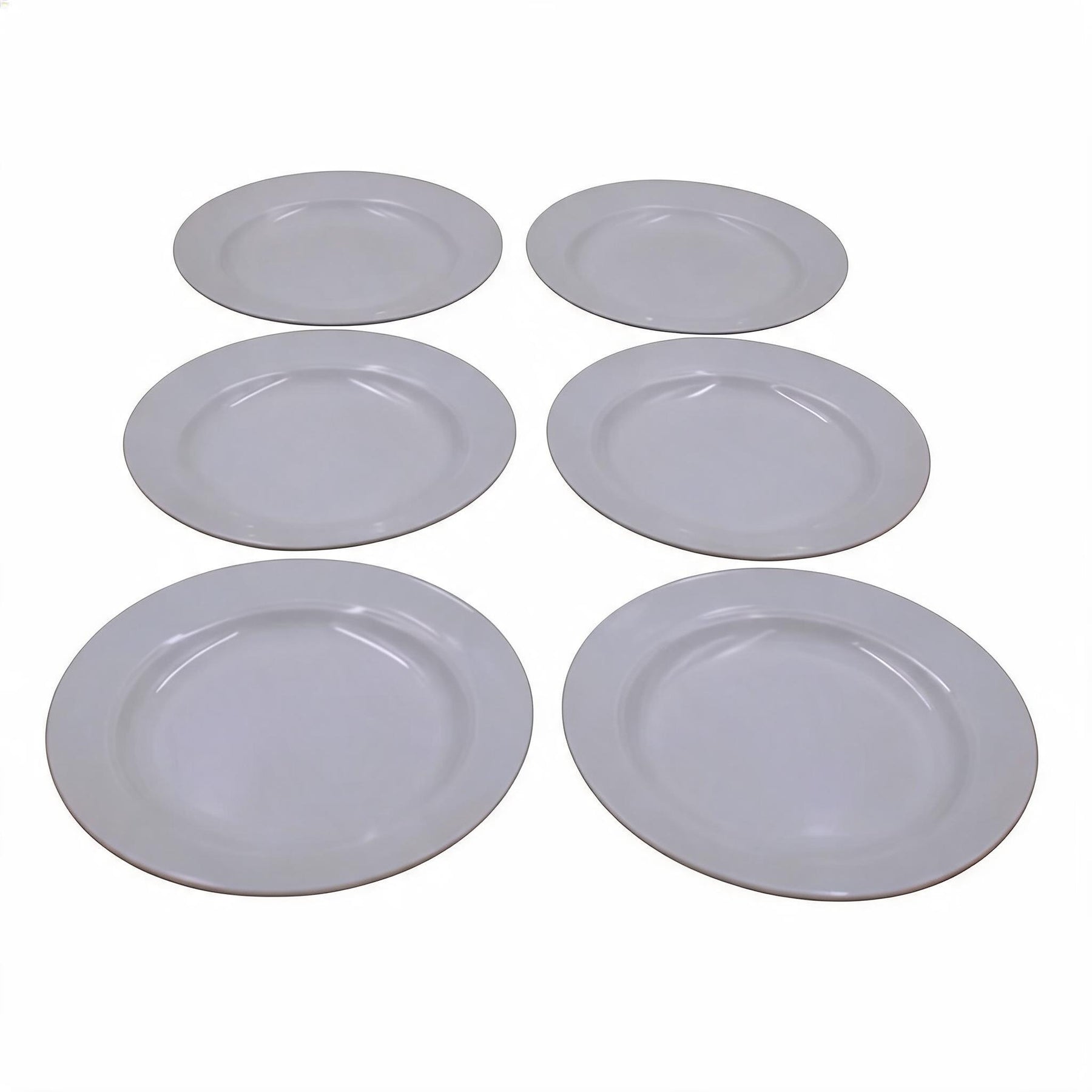 Set of 6 - Minimalist White Ceramic Round Plate - 7.01" x 0.79"
