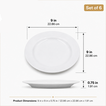 Set of 6 Minimalist White Ceramic Oval Plates – 9-Inch Serving & Dinner Plates for Everyday Dining