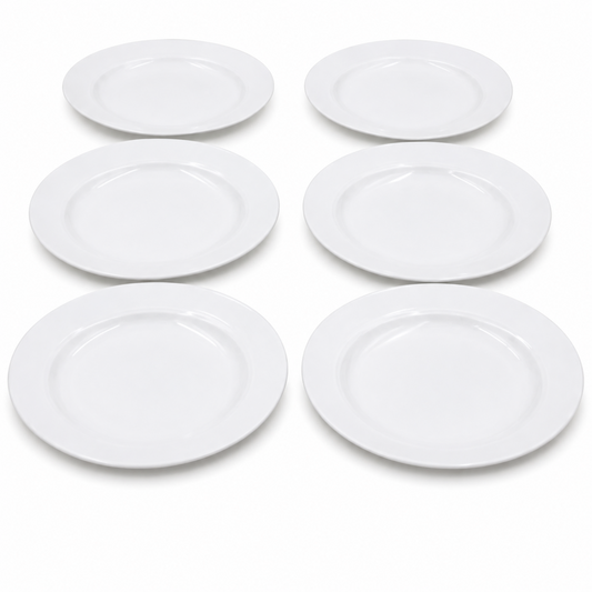 Set of 6 - Minimalist White Ceramic Oval Plate - 8.86" x 0.79"
