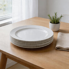 Simplistic White Ceramic Round Plate - 9.65" x 0.98" -Set of 6