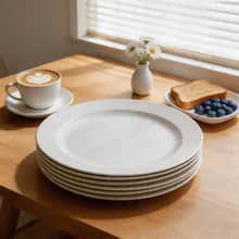 Simplistic White Ceramic Round Plate - 9.65" x 0.98" -Set of 6