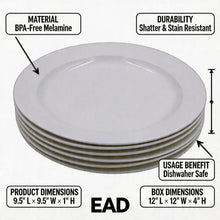 Simplistic White Ceramic Round Plate - 9.65" x 0.98" -Set of 6