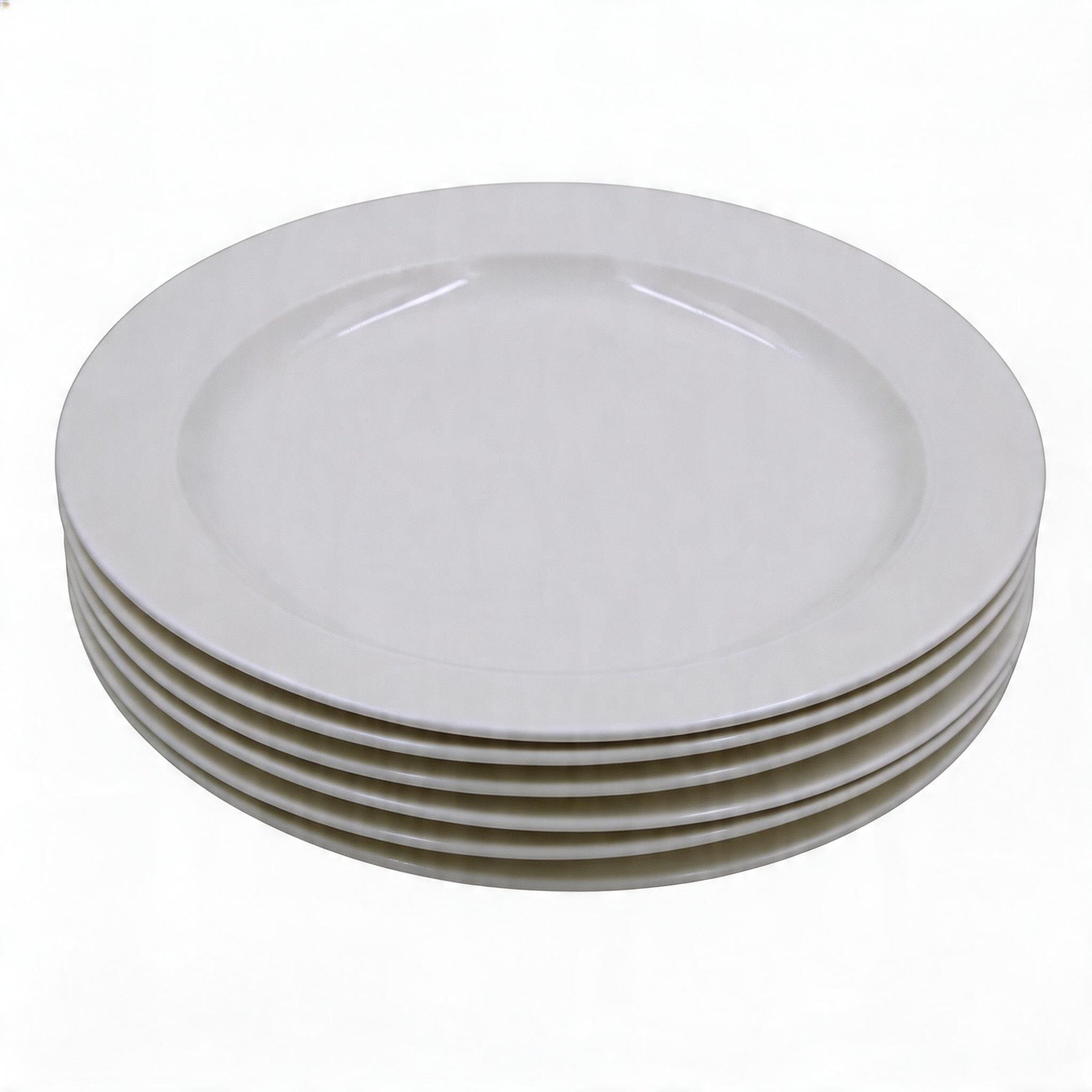 Simplistic White Ceramic Round Plate - 9.65" x 0.98" -Set of 6