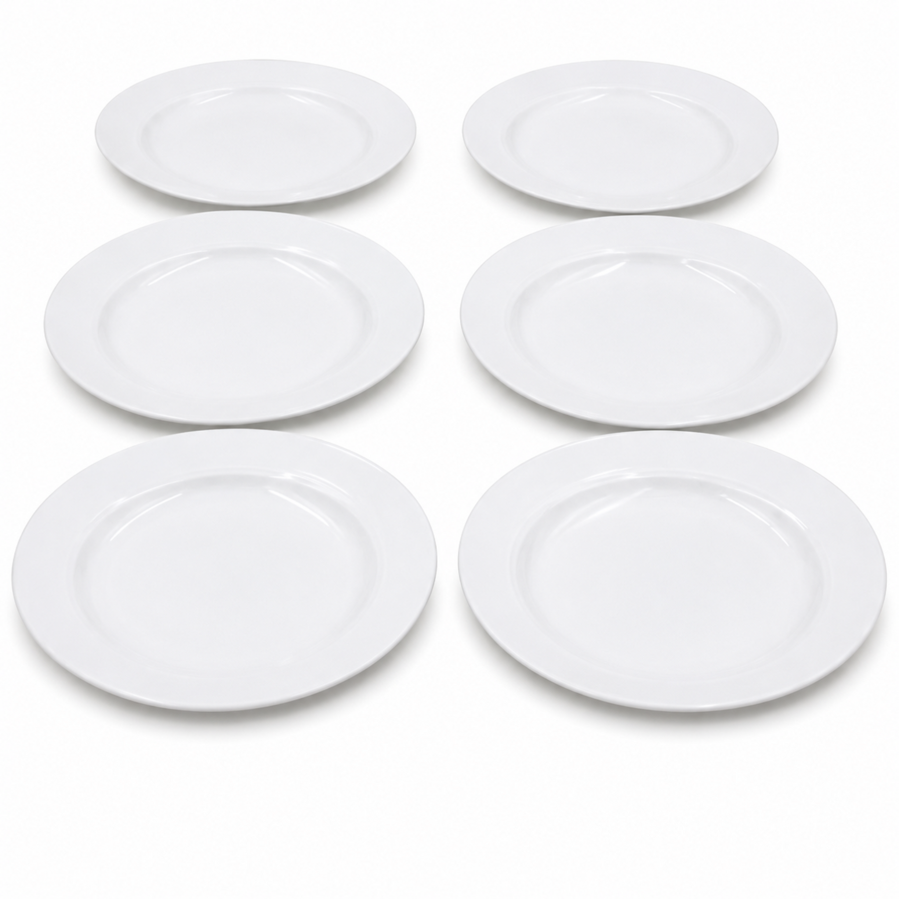Simplistic White Ceramic Round Plate - 9.65" x 0.98" -Set of 6
