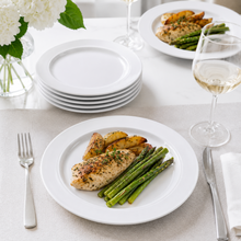 Set of 6 - Simplistic White Ceramic Oval Plate - 10.43" x 1.18"