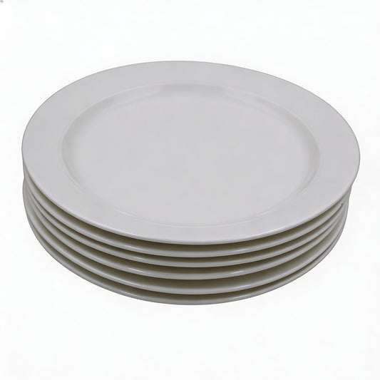Set of 6 - Simplistic White Ceramic Oval Plate - 10.43" x 1.18"