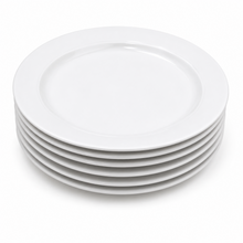 Set of 6 - Simplistic White Ceramic Oval Plate - 10.43" x 1.18"
