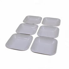 Set of 6 - Minimalist White Ceramic Square Bowl - 7.8" x 1.57"