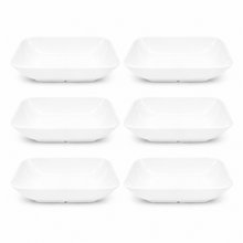 Set of 6 - Minimalist White Ceramic Square Plates - 7.8" x 1.57"