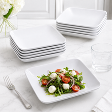 Set of 6 - Minimalist White Ceramic Square Plates - 7.8" x 1.57"