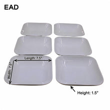 Set of 6 - Minimalist White Ceramic Square Bowl - 7.8" x 1.57"