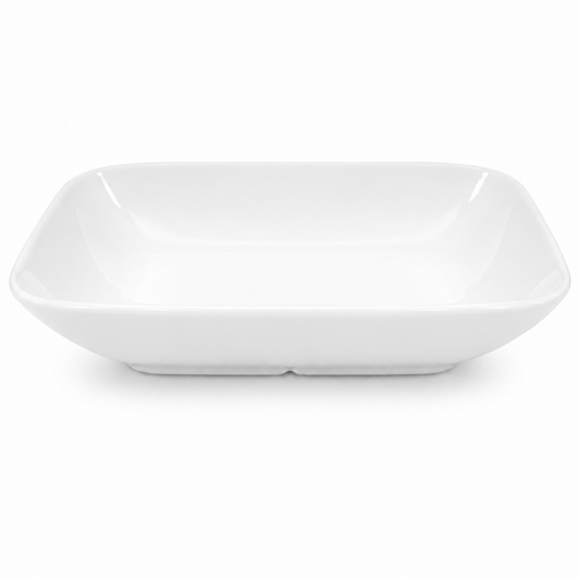 Set of 6 - Minimalist White Ceramic Square Plates - 7.8" x 1.57"