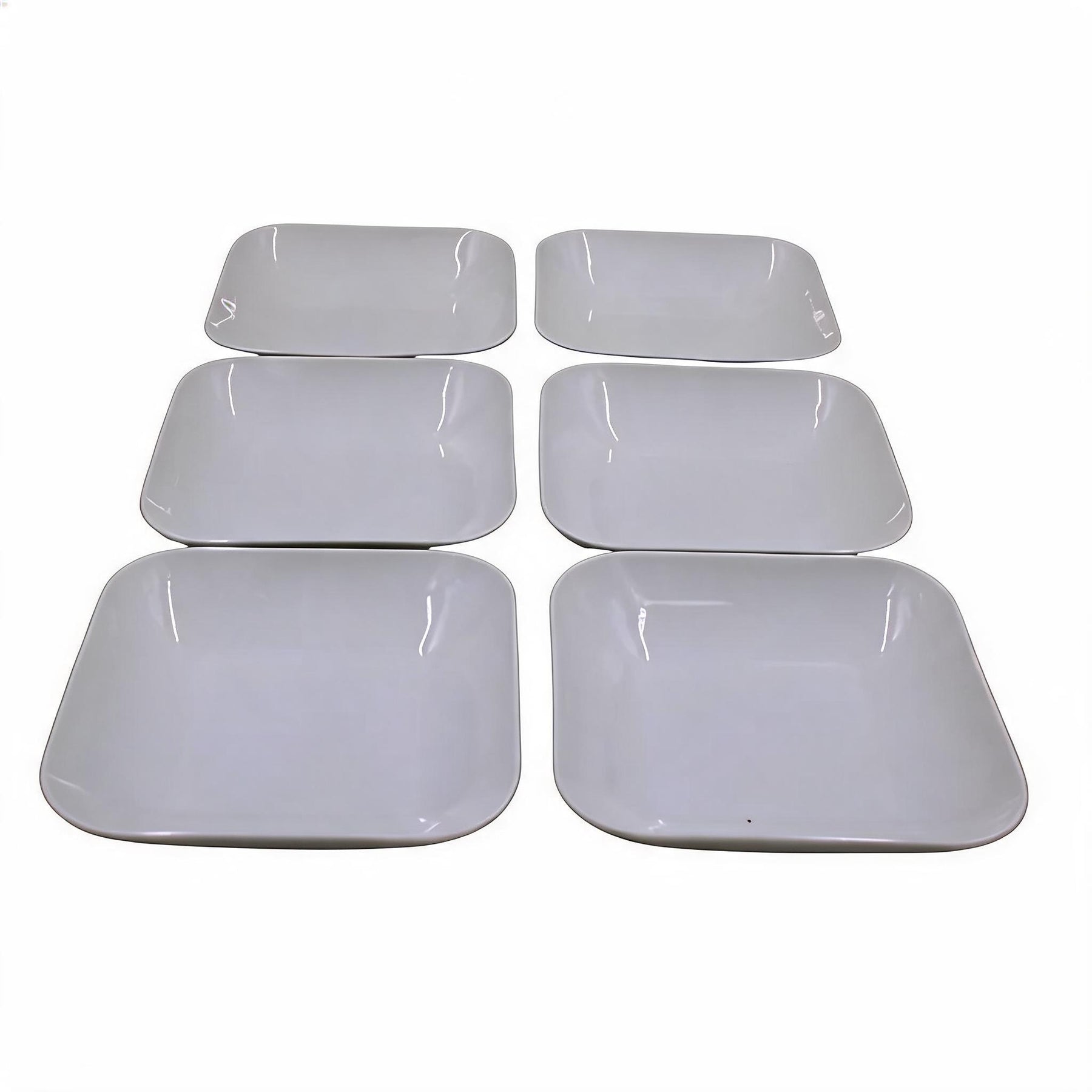Set of 6 - Minimalist White Ceramic Square Bowl - 7.8" x 1.57"