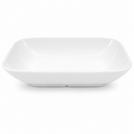 Minimalist White Ceramic Square Plates – Set of 6, 7.5-Inch