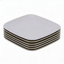 Set of 6 - Minimalist White Ceramic Flat Square Plate - 5.91" x 0.59"