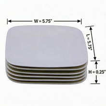 Set of 6 - Minimalist White Ceramic Flat Square Plate - 5.91" x 0.59"