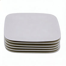 Set of 6 - Minimalist White Ceramic Flat Square Plate - 5.91" x 0.59"