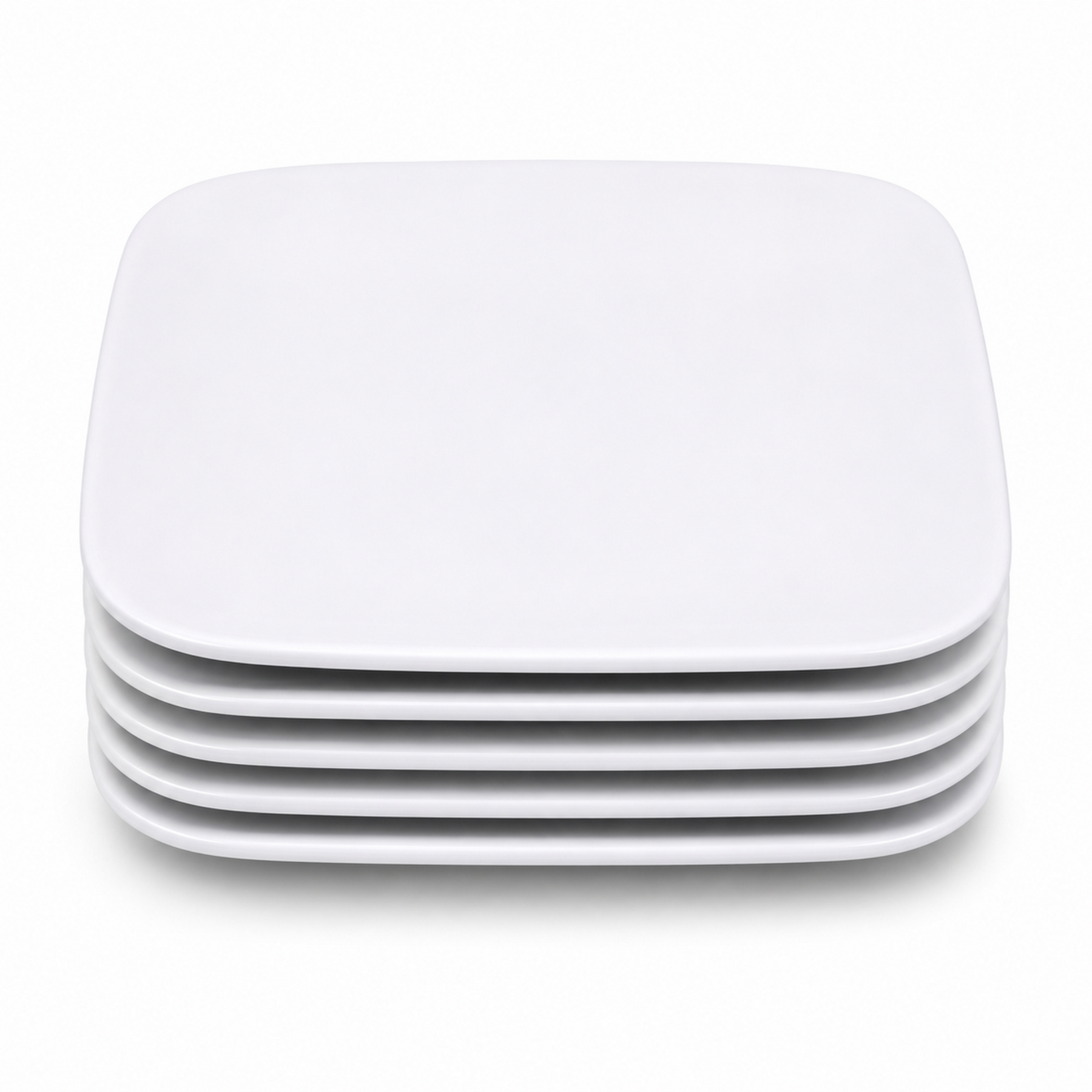 Set of 6 - Minimalist White Ceramic Flat Square Plate - 5.91" x 0.59"
